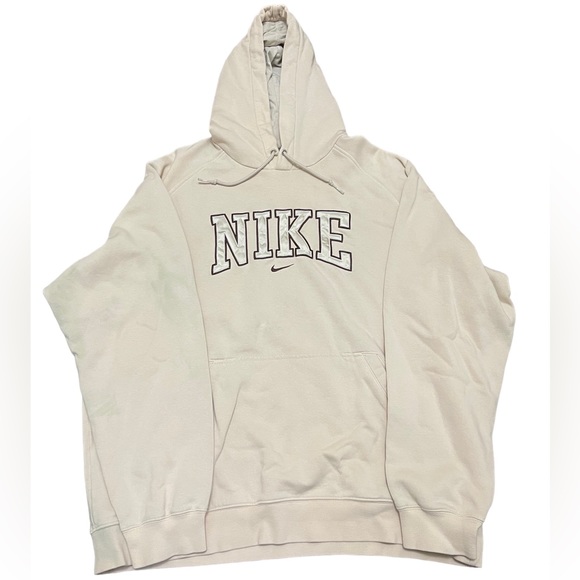 Nike Other - Nike Vintage Cream Hoodie Pullover Spell Out Center Swoosh XL FLAWS